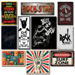 Kit Placas Decorativas Música Frases Vintage Mdf - 9 Placas