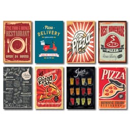Kit Placas Decorativas Pizza Cozinha Restaurante Mdf - 8 Placas
