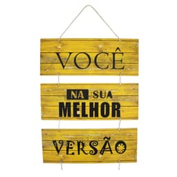 Placa Decorativa Frase Melhor Versão Com Corda 70x40 Cm