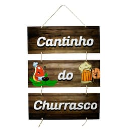 Placa Decorativa Frases Churrasco Com Corda 70x40 Cm