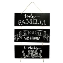 Placa Decorativa Frases Família Mdf Com Corda 70x40 Cm