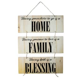 Placa Decorativa Frases Home Family Com Corda 70x40 Cm