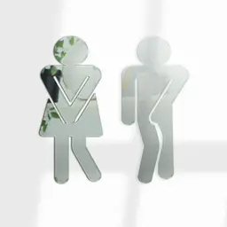 Placa Indicativa Sinalização Banheiro Acrílico Espelhado Kit