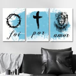 Quadros Decorativos Sala Frase Foi Por Amor Kit 3 Placas