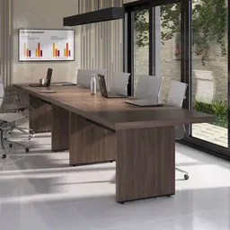 Conjunto de 2 Mesas de Escritório Executiva Marrom e Preto 204 cm