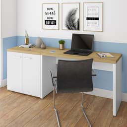 Conjunto de Escrivaninha com Armário de Escritório Toq 2 PT Branco e Olmo 75 cm