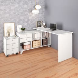Conjunto de Escrivaninha e Gaveteiro 5 GV Gold New Branco