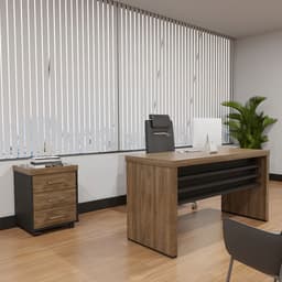 Conjunto de Mesa de Escritório e Gaveteiro Executiva 3 GV Marrom e Preto