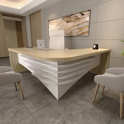 Mesa de Escritório Diretor Tebis Lado Esquerdo Carvalho e Branca