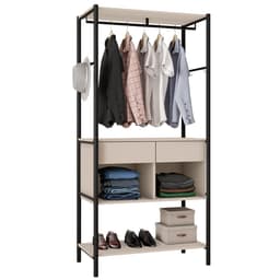 Guarda-Roupa Cabideiro 2 Gavetas Nichos Prateleiras Aço Carbono MDF BP Pérsia Off White