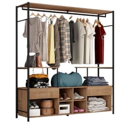 Guarda-Roupa Casal Gavetas Prateleiras Nichos Cabideiro Aço e MDF BP Bianca Preto / Demolição