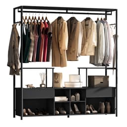Guarda-Roupa Casal Gavetas Prateleiras Nichos Cabideiro Aço e MDF BP Bianca Preto