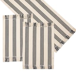 Caminho de Mesa Retangular 50x140 cm Listrado Bege e Preto