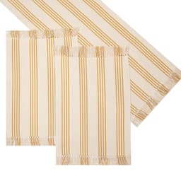 Caminho de Mesa Retangular 50x140 cm Listrado Mostarda