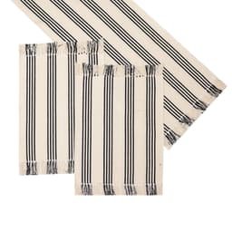 Caminho de Mesa Retangular 50x70 cm Listrado Bege e Preto