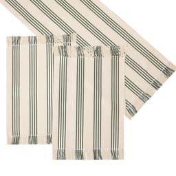 Caminho de Mesa Retangular 50x70 cm Listrado Bege e Verde