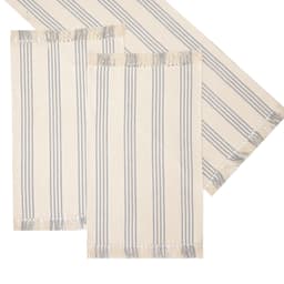 Caminho de Mesa Retangular 50x70 cm Listrado Branco e Cinza