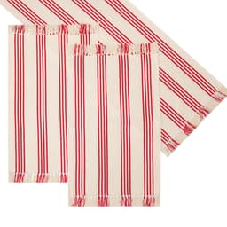 Caminho de Mesa Retangular 50x70 cm Listrado Branco e Vermelho