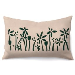 Capa de Almofada com Zíper Neutro I Algodão Bege e Verde 45x30 cm