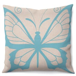Capa de Almofada com Zíper Neutro I Algodão Off White e Azul 40x40 cm
