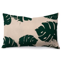 Capa de Almofada com Zíper Neutro II Algodão Bege e Verde 45x30 cm