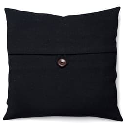 Capa de Almofada com Zíper Solid Botão Algodão Preta 40x40 cm