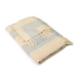 Manta Romantic Faixas Bege e Azul 120x140 cm
