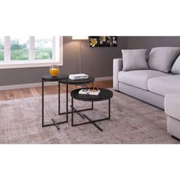 Conjunto com 2 Mesas de Centro e 1 Mesa Lateral Volpi Preto
