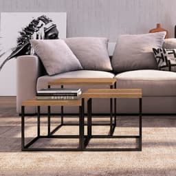 Conjunto com 3 Mesas de Centro Cube Vermont e Preto