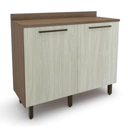 Balcão de Cozinha com Tampo Evolution 2 Portas Tannat e Legno Crema