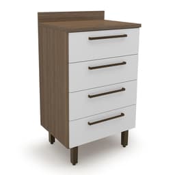 Balcão de Cozinha com Tampo Evolution 4 Gavetas Tannat e Branco