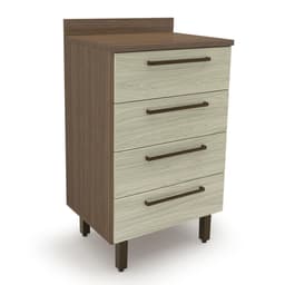 Balcão de Cozinha com Tampo Evolution 4 Gavetas Tannat e Legno Crema