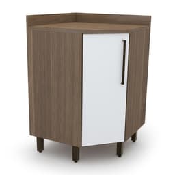 Balcão de Cozinha de Canto com Tampo Evolution 1 Porta Tannat e Branco