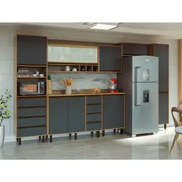Cozinha Compacta Confort 9 PT 8 GV Cinamomo e Grafite