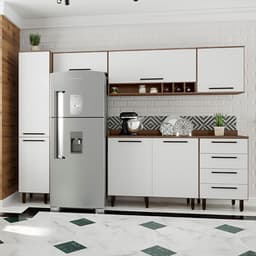 Cozinha Compacta Evolution 7 Portas 4 Gavetas Branco e Tannat