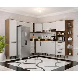 Cozinha Completa Evolution Plus 10 Portas 8 Gavetas Branco e Tannat