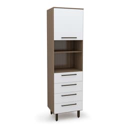 Paneleiro Evolution 1 Porta 4 Gavetas Tannat e Branco