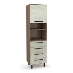 Paneleiro Evolution 1 Porta 4 Gavetas Tannat e Legno Crema