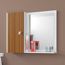Espelheira para Banheiro 1 Porta Acre Branco Efeito Ripado
