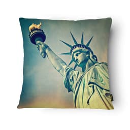 Almofada Design 043 Estatua da Liberdade 43 x 43 cm Branco, Azul