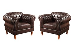 Conjunto 2 Poltronas Duquesa 1 Lugar Chesterfield Capitonê - Café