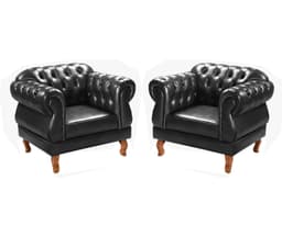 Conjunto 2 Poltronas Duquesa 1 Lugar Chesterfield Capitonê - Preto