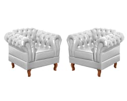 Conjunto De 2 Poltronas Dom Pedro Chesterfield Capitonê - Branco