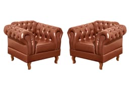 Conjunto De 2 Poltronas Dom Pedro Chesterfield Capitonê - Caramelo
