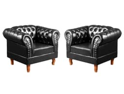 Conjunto De 2 Poltronas Dom Pedro Chesterfield Capitonê - Preto