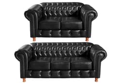 Conjunto De Sofá 2 E 3 Lugares Luís Xv Chesterfield Capitonê - Courìssimo Preto