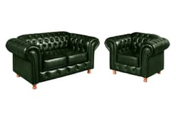 Conjunto De Sofá 2 Lugares E Poltrona Chesterfield Capitonê Luís Xv - Couríssimo Verde
