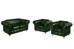 Conjunto De Sofá 2 Lugares E Poltronas Decorativa Chesterfield Capitonê Luís Xv - Couríssimo Verde