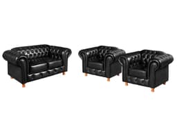 Conjunto De Sofá 2 Lugares E Poltronas Decorativa Chesterfield Capitonê Luís Xv - Preto