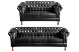 Conjunto De Sofás 2 E 3 Lugares Chesterfield Dom Pedro - Couríssimo Preto
